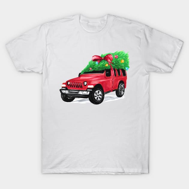 Christmas Car T-Shirt by Svetlana Pelin